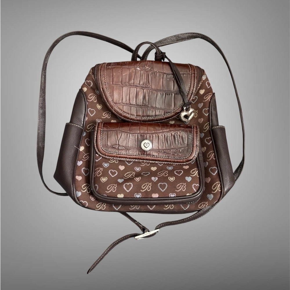 Brown Heart Pattern Backpack - Picture 1 of 12